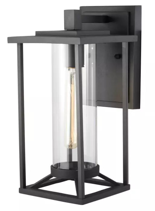 Minka Lavery 72472-66 Trescott Outdoor Wall Light-Black with Clear Cylinder Glass Shade