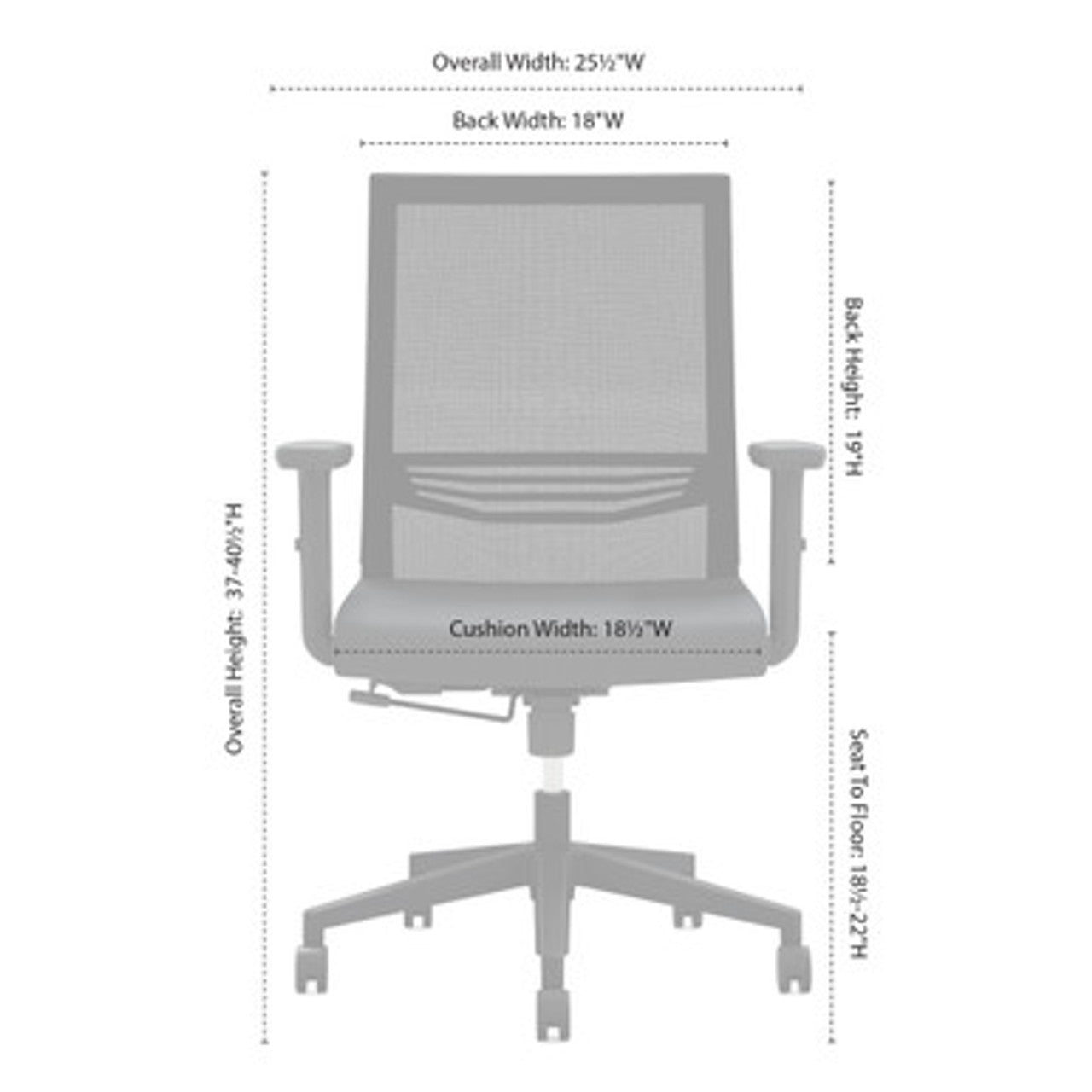 Office Source Oslo Mid Back Mesh Task Chair with Adjustable Arms