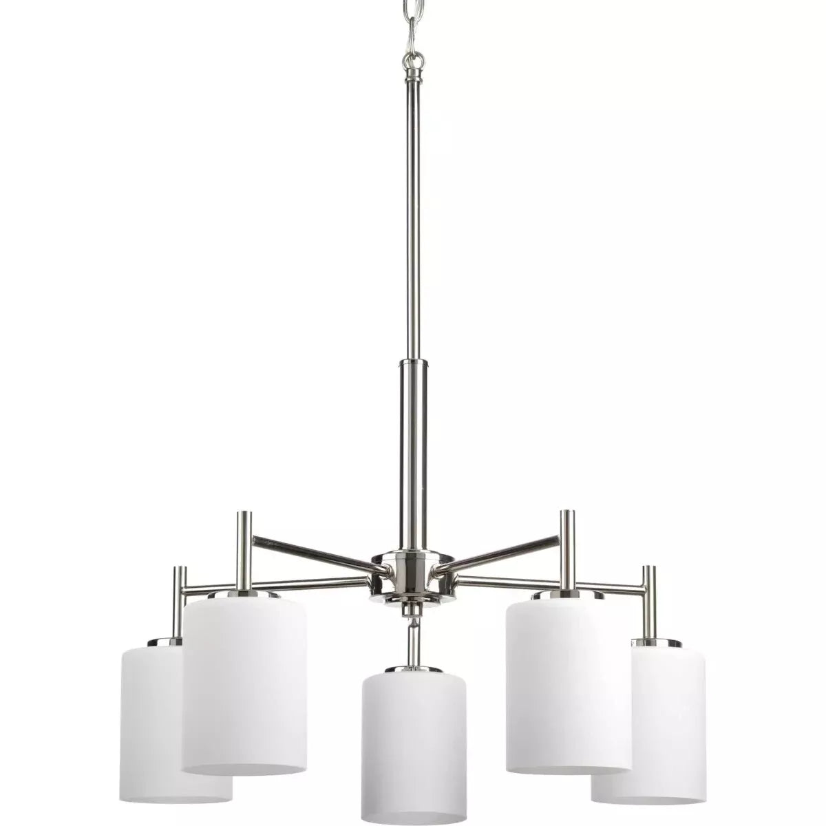 Progress Lighting Replay 5-Light Chandelier - 21" Wide - Brushed Nickel with Glass Shades