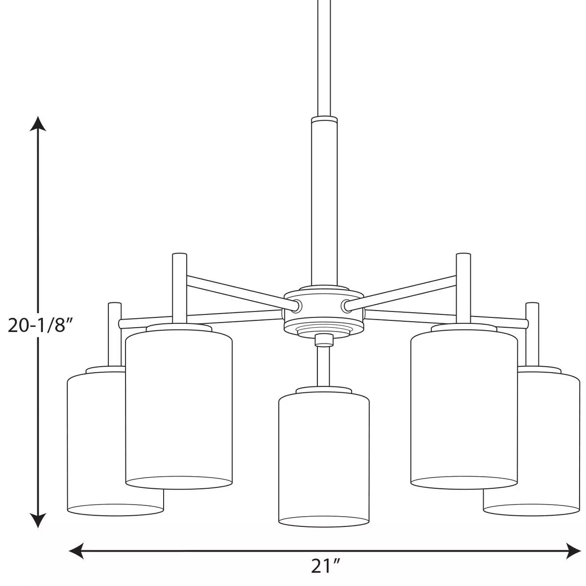 Progress Lighting Replay 5-Light Chandelier - 21" Wide - Brushed Nickel with Glass Shades