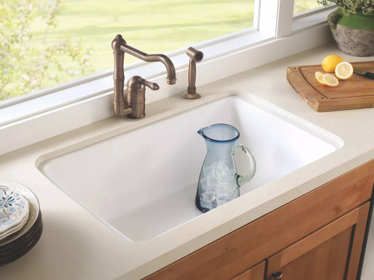 Rohl Allia 6307-00 32" Single Bowl Undermount Fireclay Kitchen Sink - White