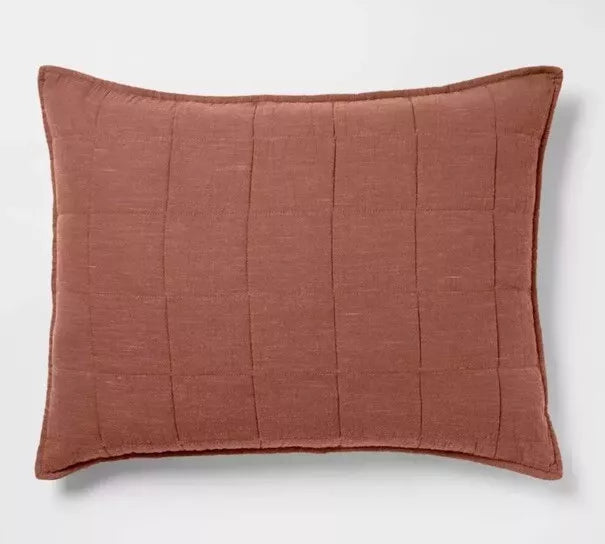 Threshold Standard Space Dyed Cotton Linen Pillow Sham 26"x20", Machine Washable