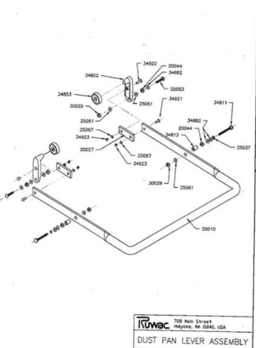 Ruwac 20010A Dust Pan Lever Assembly for Industrial Vacuum Systems