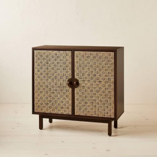 Palermo Cabinet Daisy Webbing - Brown Rattan Front | Opalhouse